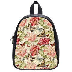 Watercolor Vintage Flowers Butterflies Lace 1 School Bag (small) by EDDArt