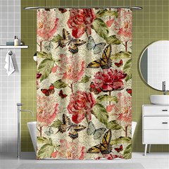 Watercolor Vintage Flowers Butterflies Lace 1 Shower Curtain 48  x 72  (Small) 