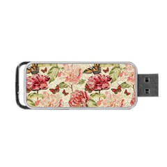 Watercolor Vintage Flowers Butterflies Lace 1 Portable Usb Flash (one Side) by EDDArt