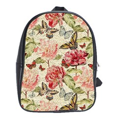 Watercolor Vintage Flowers Butterflies Lace 1 School Bag (xl) by EDDArt