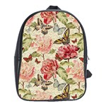 Watercolor Vintage Flowers Butterflies Lace 1 School Bag (XL) Front