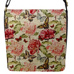 Watercolor Vintage Flowers Butterflies Lace 1 Flap Messenger Bag (S)