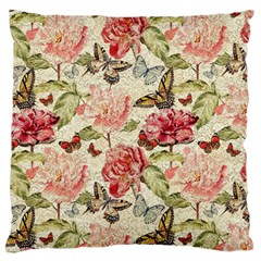 Watercolor Vintage Flowers Butterflies Lace 1 Large Flano Cushion Case (two Sides) by EDDArt