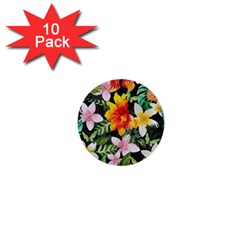 Tropical Flowers Butterflies 1 1  Mini Buttons (10 Pack)  by EDDArt