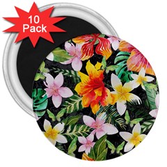 Tropical Flowers Butterflies 1 3  Magnets (10 Pack)  by EDDArt