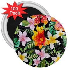 Tropical Flowers Butterflies 1 3  Magnets (100 Pack) by EDDArt