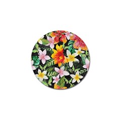 Tropical Flowers Butterflies 1 Golf Ball Marker by EDDArt