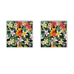 Tropical Flowers Butterflies 1 Cufflinks (square) by EDDArt