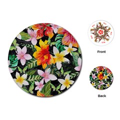 Tropical Flowers Butterflies 1 Playing Cards (round)  by EDDArt