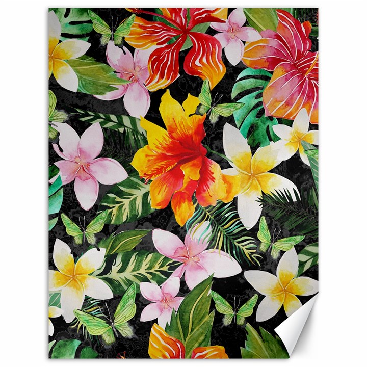 Tropical Flowers Butterflies 1 Canvas 12  x 16  