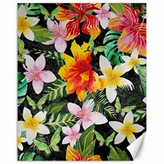 Tropical Flowers Butterflies 1 Canvas 16  X 20   by EDDArt