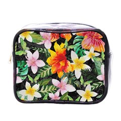 Tropical Flowers Butterflies 1 Mini Toiletries Bags by EDDArt