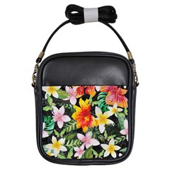 Tropical Flowers Butterflies 1 Girls Sling Bags by EDDArt