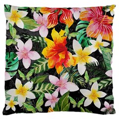 Tropical Flowers Butterflies 1 Large Cushion Case (one Side) by EDDArt