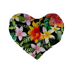 Tropical Flowers Butterflies 1 Standard 16  Premium Heart Shape Cushions by EDDArt