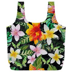 Tropical Flowers Butterflies 1 Full Print Recycle Bags (l)  by EDDArt