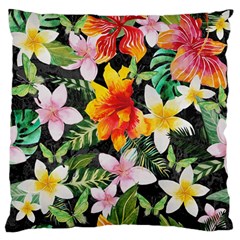 Tropical Flowers Butterflies 1 Standard Flano Cushion Case (one Side) by EDDArt