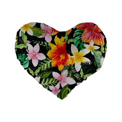 Tropical Flowers Butterflies 1 Standard 16  Premium Flano Heart Shape Cushions by EDDArt