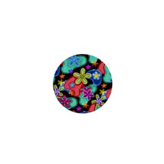 Colorful Retro Flowers Fractalius Pattern 1 1  Mini Magnets by EDDArt