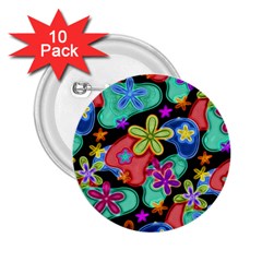 Colorful Retro Flowers Fractalius Pattern 1 2 25  Buttons (10 Pack)  by EDDArt