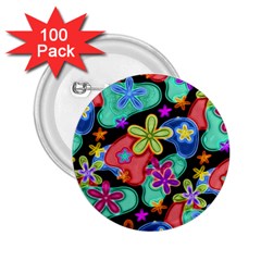 Colorful Retro Flowers Fractalius Pattern 1 2 25  Buttons (100 Pack)  by EDDArt