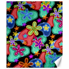 Colorful Retro Flowers Fractalius Pattern 1 Canvas 8  X 10  by EDDArt