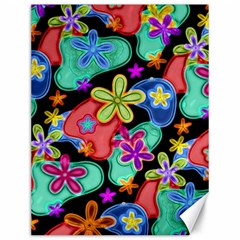 Colorful Retro Flowers Fractalius Pattern 1 Canvas 12  X 16   by EDDArt