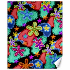 Colorful Retro Flowers Fractalius Pattern 1 Canvas 16  X 20   by EDDArt