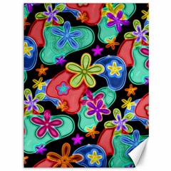 Colorful Retro Flowers Fractalius Pattern 1 Canvas 36  X 48   by EDDArt