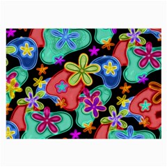 Colorful Retro Flowers Fractalius Pattern 1 Large Glasses Cloth by EDDArt