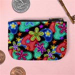 Colorful Retro Flowers Fractalius Pattern 1 Mini Coin Purses Back