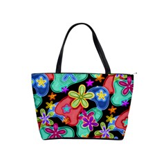 Colorful Retro Flowers Fractalius Pattern 1 Shoulder Handbags by EDDArt