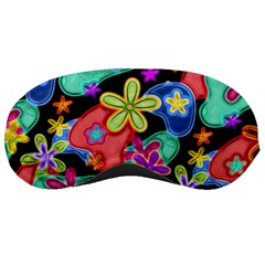 Colorful Retro Flowers Fractalius Pattern 1 Sleeping Masks by EDDArt