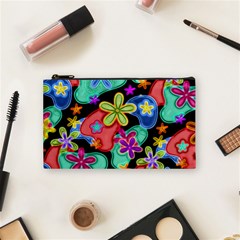 Colorful Retro Flowers Fractalius Pattern 1 Cosmetic Bag (small) by EDDArt