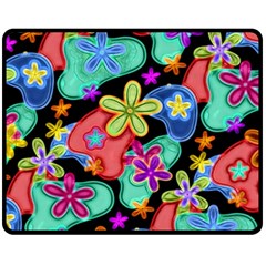 Colorful Retro Flowers Fractalius Pattern 1 Fleece Blanket (medium)  by EDDArt