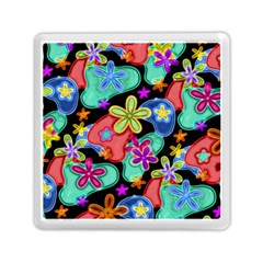 Colorful Retro Flowers Fractalius Pattern 1 Memory Card Reader (square) by EDDArt