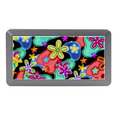 Colorful Retro Flowers Fractalius Pattern 1 Memory Card Reader (mini) by EDDArt