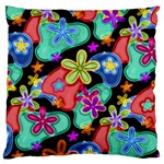 Colorful Retro Flowers Fractalius Pattern 1 Large Cushion Case (One Side) Front