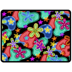 Colorful Retro Flowers Fractalius Pattern 1 Double Sided Fleece Blanket (large)  by EDDArt