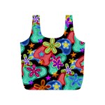 Colorful Retro Flowers Fractalius Pattern 1 Full Print Recycle Bags (S)  Back