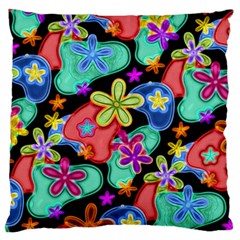 Colorful Retro Flowers Fractalius Pattern 1 Standard Flano Cushion Case (two Sides) by EDDArt