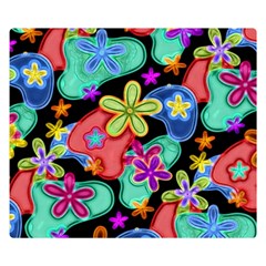 Colorful Retro Flowers Fractalius Pattern 1 Double Sided Flano Blanket (small)  by EDDArt