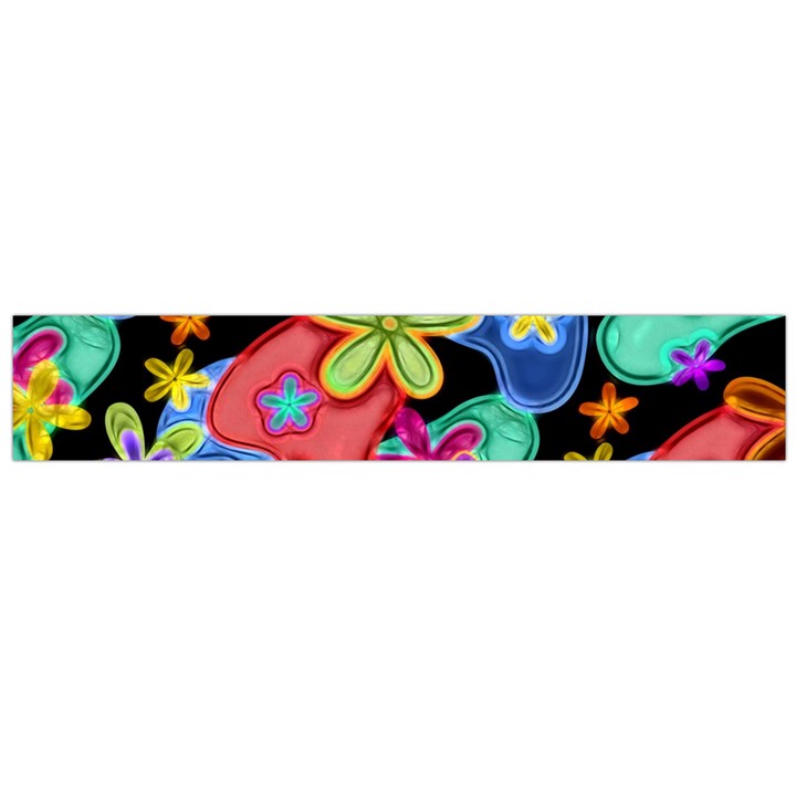 Colorful Retro Flowers Fractalius Pattern 1 Large Flano Scarf 