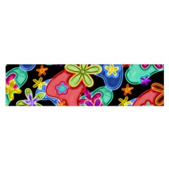 Colorful Retro Flowers Fractalius Pattern 1 Satin Scarf (oblong) by EDDArt