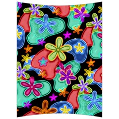 Colorful Retro Flowers Fractalius Pattern 1 Back Support Cushion by EDDArt