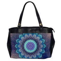 Folk Art Lotus Mandala Blue Turquoise Office Handbags by EDDArt