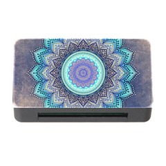 Folk Art Lotus Mandala Blue Turquoise Memory Card Reader With Cf by EDDArt