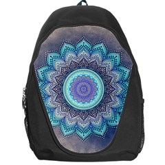 Folk Art Lotus Mandala Blue Turquoise Backpack Bag by EDDArt