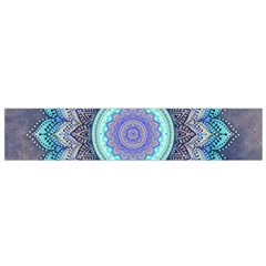 Folk Art Lotus Mandala Blue Turquoise Small Flano Scarf by EDDArt