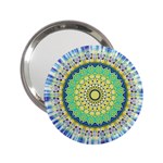 Power Mandala Sun Blue Green Yellow Lilac 2.25  Handbag Mirrors Front